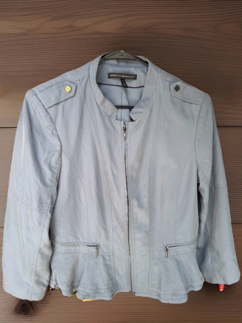 White House Black Market Pale Blue Women's Zip-Front jacket 0038